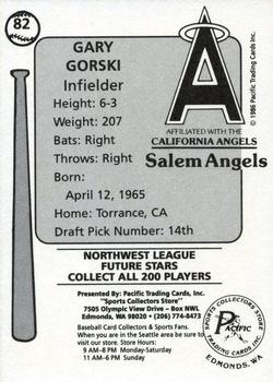 1986 Cramer Salem Angels #82 Gary Gorski Back