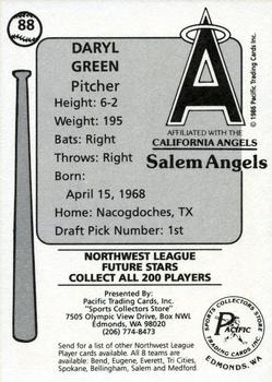 1986 Cramer Salem Angels #88 Daryl Green Back