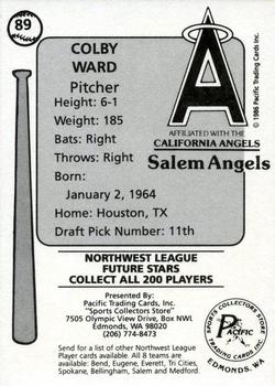 1986 Cramer Salem Angels #89 Colby Ward Back