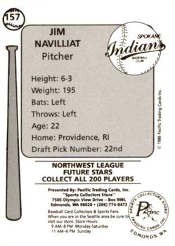 1986 Cramer Spokane Indians #157 Jim Navilliat Back