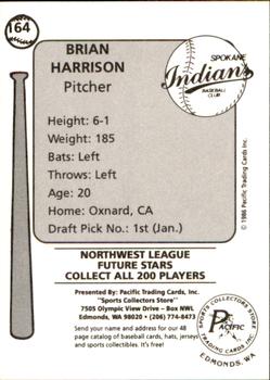 1986 Cramer Spokane Indians #164 Brian Harrison Back