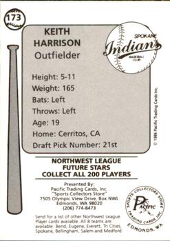 1986 Cramer Spokane Indians #173 Keith Harrison Back