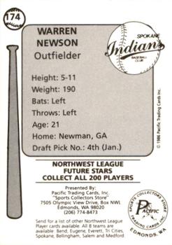1986 Cramer Spokane Indians #174 Warren Newson Back
