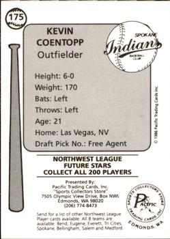 1986 Cramer Spokane Indians #175 Kevin Koentopp Back