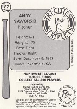 1986 Cramer Tri-Cities Triplets #187 Andy Naworski Back