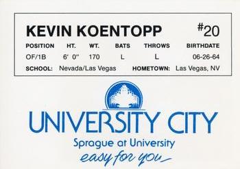 1986 University City Spokane Indians #NNO Kevin Koentopp Back