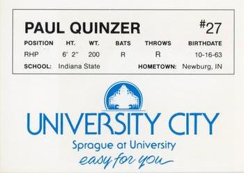 1986 University City Spokane Indians #NNO Paul Quinzer Back