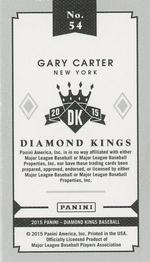 2015 Panini Diamond Kings - DK Minis #54 Gary Carter Back