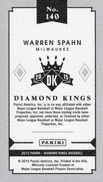 2015 Panini Diamond Kings - DK Minis #140 Warren Spahn Back