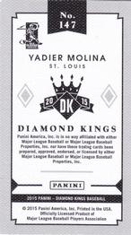 2015 Panini Diamond Kings - DK Minis #147 Yadier Molina Back