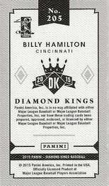 2015 Panini Diamond Kings - DK Minis #205 Billy Hamilton Back
