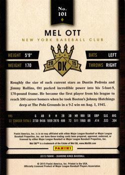 2015 Panini Diamond Kings - Framed Red #101 Mel Ott Back