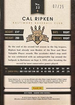 2015 Panini Diamond Kings - Gold #22 Cal Ripken Jr. Back
