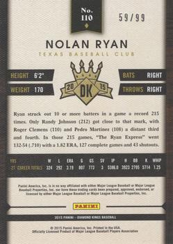 2015 Panini Diamond Kings - Silver #110 Nolan Ryan Back
