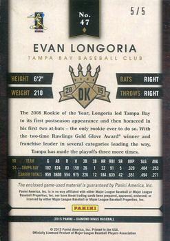 2015 Panini Diamond Kings - DK Framed Green Materials #47 Evan Longoria Back