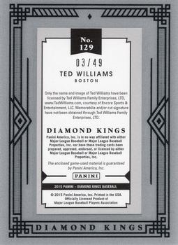 2015 Panini Diamond Kings - DK Minis Materials Framed #129 Ted Williams Back