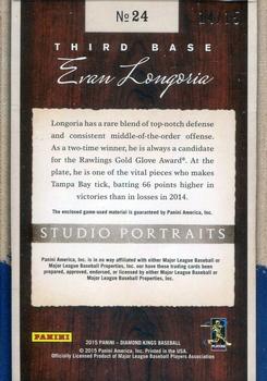 2015 Panini Diamond Kings - Studio Portraits Materials Framed Red #24 Evan Longoria Back