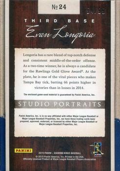 2015 Panini Diamond Kings - Studio Portraits Materials Silver #24 Evan Longoria Back