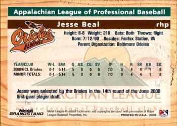 2009 Grandstand Appalachian League Top Prospects #NNO Jesse Beal Back