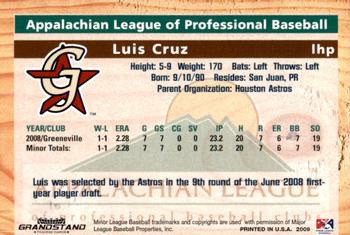 2009 Grandstand Appalachian League Top Prospects #NNO Luis Cruz Back
