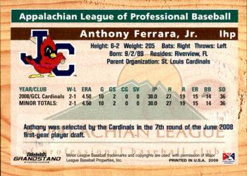 2009 Grandstand Appalachian League Top Prospects #NNO Anthony Ferrara Back