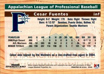 2009 Grandstand Appalachian League Top Prospects #NNO Cesar Fuentes Back