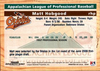 2009 Grandstand Appalachian League Top Prospects #NNO Matt Hobgood Back