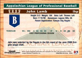 2009 Grandstand Appalachian League Top Prospects #NNO John Lamb Back
