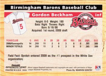 2009 Grandstand Birmingham Barons #NNO Gordon Beckham Back