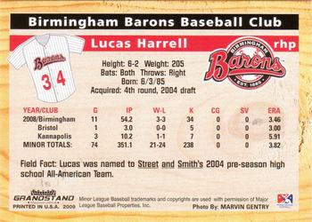 2009 Grandstand Birmingham Barons #NNO Lucas Harrell Back