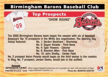 2009 Grandstand Birmingham Barons #NNO 2009 Top Prospects Back