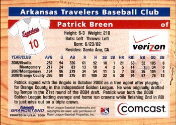 2009 Grandstand Arkansas Travelers #NNO Patrick Breen Back