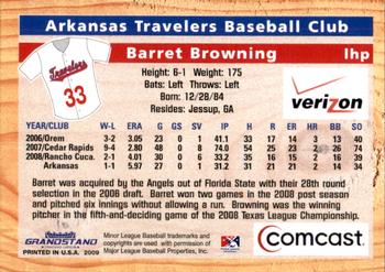 2009 Grandstand Arkansas Travelers #NNO Barret Browning Back