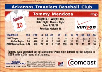 2009 Grandstand Arkansas Travelers #NNO Tommy Mendoza Back