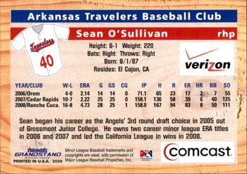 2009 Grandstand Arkansas Travelers #NNO Sean O'Sullivan Back
