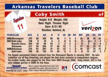 2009 Grandstand Arkansas Travelers #NNO Coby Smith Back