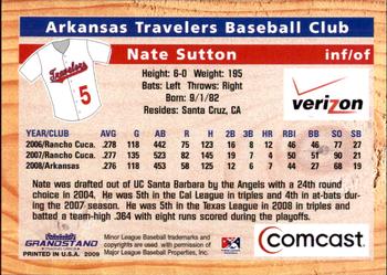 2009 Grandstand Arkansas Travelers #NNO Nate Sutton Back