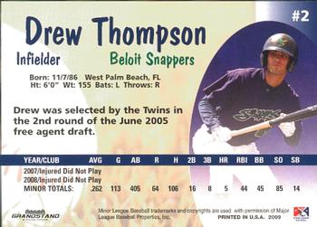 2009 Grandstand Beloit Snappers #NNO Drew Thompson Back