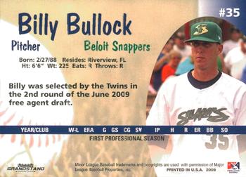 2009 Grandstand Beloit Snappers Update #NNO Billy Bullock Back