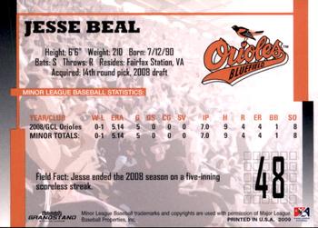2009 Grandstand Bluefield Orioles #NNO Jesse Beal Back