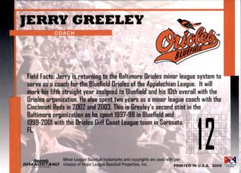 2009 Grandstand Bluefield Orioles #NNO Jerry Greeley Back
