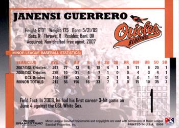2009 Grandstand Bluefield Orioles #NNO Janensis Guerrero Back