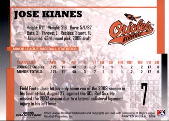 2009 Grandstand Bluefield Orioles #NNO Jose Kianes Back