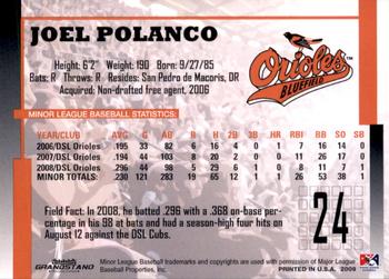 2009 Grandstand Bluefield Orioles #NNO Joel Polanco Back