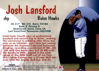 2009 Grandstand Boise Hawks #NNO Josh Lansford Back