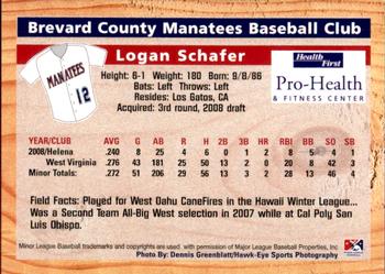 2009 Grandstand Brevard County Manatees #NNO Logan Schafer Back
