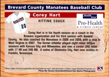 2009 Grandstand Brevard County Manatees #NNO Corey Hart Back
