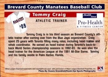 2009 Grandstand Brevard County Manatees #NNO Tommy Craig Back