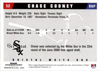 2009 Grandstand Bristol White Sox #NNO Chase Cooney Back