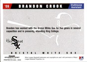 2009 Grandstand Bristol White Sox #NNO Brandon Crook Back